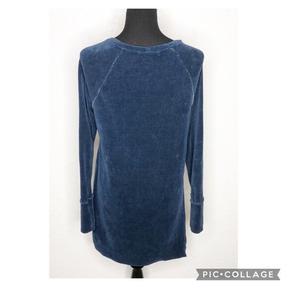 Cut loose navy blue velvet velour tunic top size Medium - Picture 14 of 14